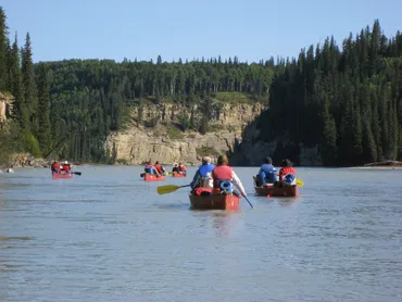 Canoeing down Athabasca River Canoeing tour, Athabasca River, Alberta, Canada