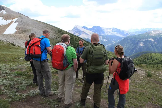 Day hike during a hotel tour day hike, hotel tours, Canadian Rocky Mountains