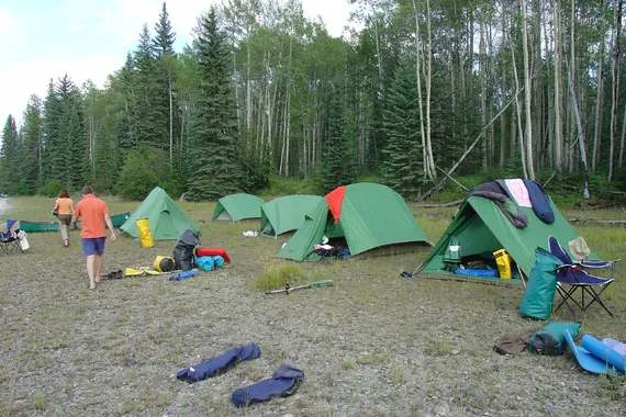 Wilderness Camp during a canoe trip campin tour, canoe trip with camping